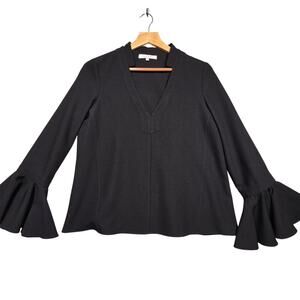 Alexis Black Vneck Bell Sleeve Blouse Size Small